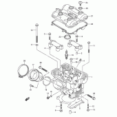 Схема вузла: Задня головка циліндра & Прокладка головки & Свічка запалювання Suzuki SV1000