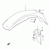 Схема вузла: Переднє крило (Model r/s/t/v/w) для Suzuki DR125