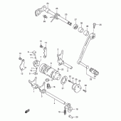 Схема вузла: Копірний вал & Вилки & Вал перемикання для Suzuki TS125