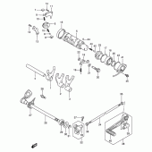 Схема вузла: Копірний вал & Вилки & Вал перемикання для Suzuki GSF1200 Bandit