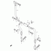 Схема вузла: Передній гальмівний шланг Suzuki GSF600 Bandit