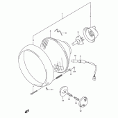 Схема узла: Фара (Model k1/k2/k3/k4 e2, e19, e24, p37) для Suzuki VL1500 Intruder LC