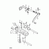Схема вузла: Копірний вал & Вилки & Вал перемикання для Suzuki RM100