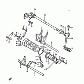 Схема вузла: Копірний вал & Вилки & Вал перемикання для Suzuki GS1000