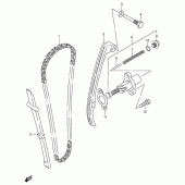 Схема вузла: Ланцюг ГРМ & Натягувач & Заспокоювач Suzuki DR200 DR200SE