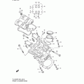 Схема вузла: Передня головка циліндра & Прокладка головки & Свічка запалювання Suzuki TL1000