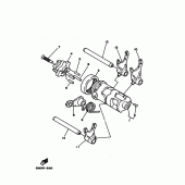 Схема вузла: Копірний вал та Вилки Yamaha XT225 XT225