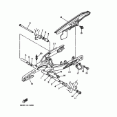 Схема вузла: Задній важіль та підвіска Yamaha TW200