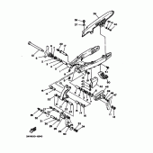 Схема вузла: Задній важіль та підвіска Yamaha XT350 XT350