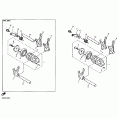 Схема узла: Копирный вал и Вилки Yamaha SRX400