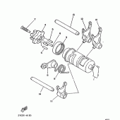Схема узла: Копирный вал и Вилки Yamaha XT125