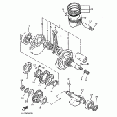 Схема узла: Коленчатый вал и Поршень Yamaha XT600 XT600