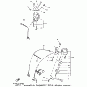 Схема вузла: Пульт управління рульовий та Важель Yamaha XV250 Virago