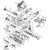 Схема вузла: Задній важіль та Підвіска Yamaha TT600