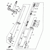 Схема вузла: Вилка передньої осі Yamaha XV1100 Virago