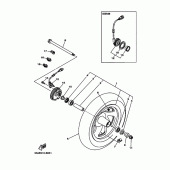Схема узла: Переднее колесо 1 (5GM1,8/5SJ4,E) Yamaha YP250 Majesty