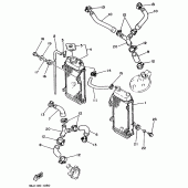 Схема вузла: Радіатор та Патрубок системи охолодження Yamaha YZ125