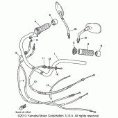 Схема вузла: Кермо та Тросики Yamaha XV1100 Virago