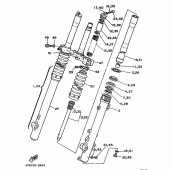Схема узла: Вилка передней оси Yamaha XT350 XT350