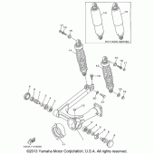 Схема вузла: Задний рычаг и Подвеска Yamaha XV1100 Virago