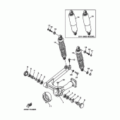 Схема вузла: Задній важіль та підвіска Yamaha XV1100 Virago Special
