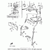 Схема вузла: Гальмівний передній циліндр (1) Yamaha XVZ1300 Venture Royale