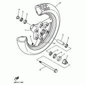 Схема узла: Переднее колесо Yamaha XJ600 SECA II