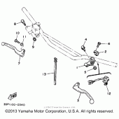Схема узла: Пульт управления рулевой и Рычаг Yamaha WR250 WR250Z