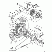 Схема узла: Заднее колесо Yamaha XV250 Virago