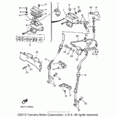 Схема вузла: Гальмівний передній циліндр (1) Yamaha XVZ1300 Venture Royale