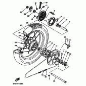 Схема вузла: Заднє колесо Yamaha XT350 XT350