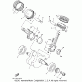 Схема вузла: Колінчастий вал і поршень Yamaha XVS1100 V-Star Custom