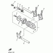 Схема узла: Копирный вал и Вилки Yamaha XT600 XT600