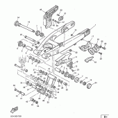 Схема узла: Задний рычаг и Подвеска Yamaha TT600