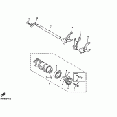 Схема вузла: Копірний вал та Вилки Yamaha XVS1100 Drag Star
