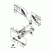 Схема вузла: Задній важіль та підвіска Yamaha XV400 Virago