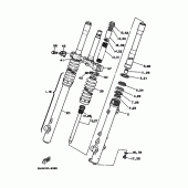 Схема вузла: Вилка передньої осі Yamaha XT350 XT350
