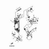 Схема вузла: Радіатор та Патрубок системи охолодження Yamaha DT125 DT125R