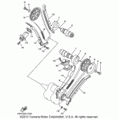 Схема вузла: Розподільний вал та Ланцюг ГРМ Yamaha XVS650 V-Star Custom