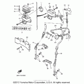 Схема вузла: Гальмівний передній циліндр (1) Yamaha XVZ1300 Venture Royale