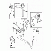 Схема вузла: Пульт управління рульовий та Важель Yamaha WR450F