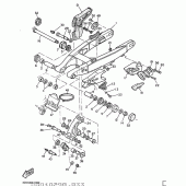 Схема вузла: Задній важіль та Підвіска Yamaha TT600