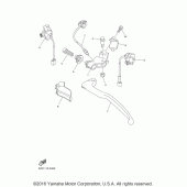 Схема узла: Пульт управления рулевой и Рычаг Yamaha YZ450F YZ450FX