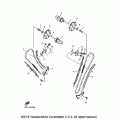 Схема вузла: Розподільний вал та Ланцюг ГРМ Yamaha XVS950 V-Star Tourer