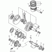 Схема узла: Коленчатый вал и Поршень Yamaha SRX400