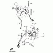Схема вузла: Пульт управління рульовий та Важель Yamaha XT500