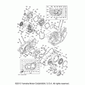 Схема вузла: Кришки картера (1) Yamaha XV1900 Roadliner Midnight