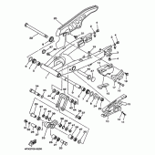 Схема вузла: Задній важіль та підвіска Yamaha TT250R TT-R