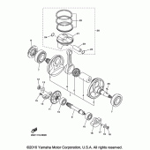 Схема вузла: Колінчастий вал та Поршень Yamaha YZ450F YZ450FX