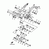 Схема вузла: Задній важіль та підвіска Yamaha TTR230 TT-R230
